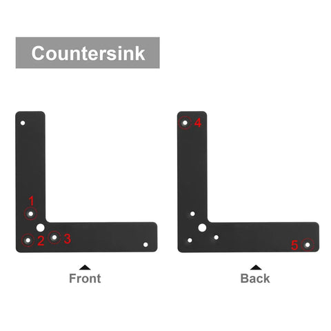 10 Pcs 6 Inch Black L Shaped Corner Brace Mending Plate Steel Flat Anti Corrosion Powder Coat Front and Back View