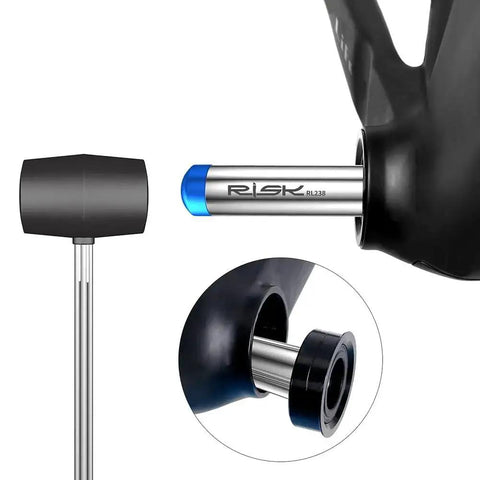 Press In Bearing Removal Tool For Bicycle Bottom Bracket BB86 PF30 BB92 Compatible Bore being used in bike repair