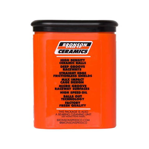 Skateboard bearings Bronson Ceramics, orange tin with black lid