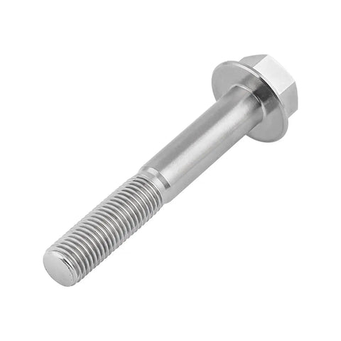 Titanium M10x65mm Flange Hex Bolts 6Al4V Grade 5 Titanium Alloy Silver Finish, showing side view of bolt's silver finish and threads.