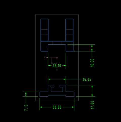 Technical drawing of TS Precision Table Saw Stock Guides For Straight Rips And Perfect Dadoes, dimensions and structure shown.