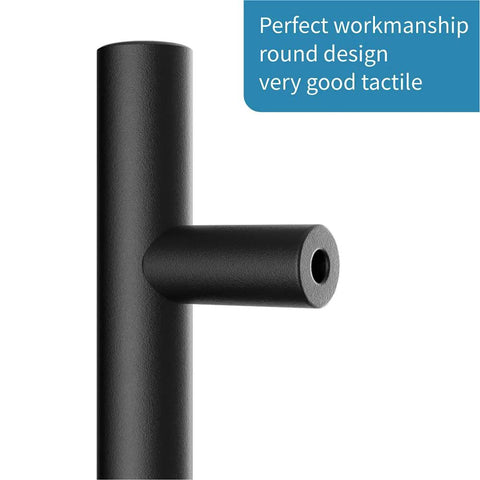 Close-up view of Two Sided 12 Inch Sliding Barn Door Handle Hardware With Round Grip And Flush Pull, shown in black stainless steel.