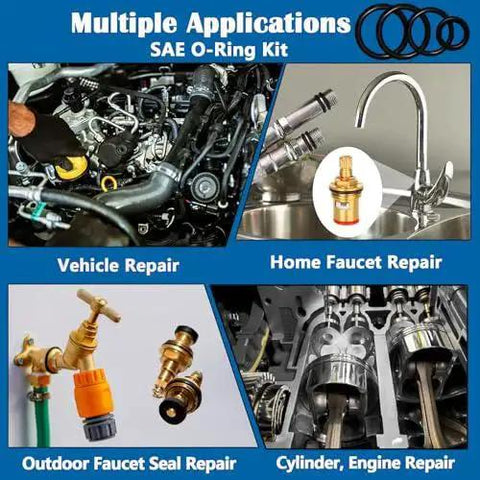 Universal 407 Piece SAE O Ring Kit For Automotive Plumbing And Hydraulics Nitrile Rubber O Ring Set Used In Vehicle and Faucet Repair