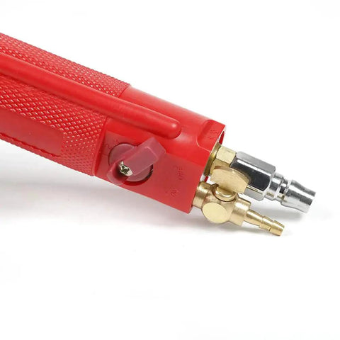 Close-up of Pro Grade 4 Inch Water Jet Pneumatic Grinder Wet Polisher showing copper water nozzle and attachment fittings.