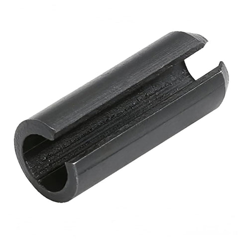 Close-up of a slotted spring dowel pin from the Slotted Spring Dowel Pin Assortment Kit 450 Pieces With Plastic Storage Case For Automotive Mechanical Workshop And Repairs Pro Grade Durable Spring Steel Pins For Cogs Gears Wheels And Precise Alignment Must Have.
