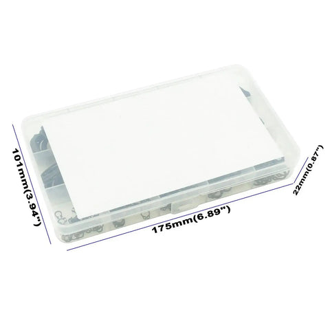 External Retaining Ring Kit With 320 Pieces In 15 Metric Sizes From 4mm To 28mm C Clips Assortment in plastic storage case.