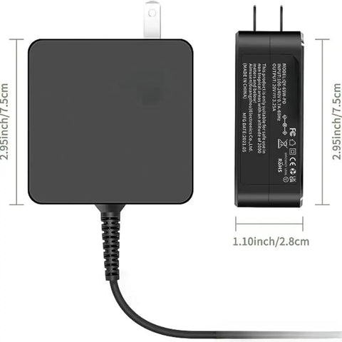 24V AC DC Power Adapter For Toast Printer Hub 24VDC 4A 96W Switching Mode Charger Cord dimensions shown from front and side views