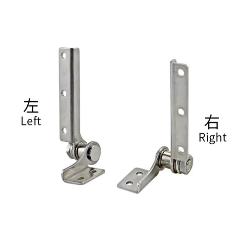 Set of 2 damping torque hinges, 304 stainless steel, with adjustable stop, left and right mounting plates.