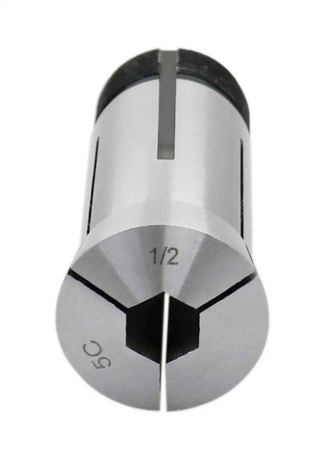 Close-up of a 1/2 inch collet from the Seven Piece Five C Hex Collet Set One Quarter Inch To Seven Eighths Inch, Precision Hardened And Ground.