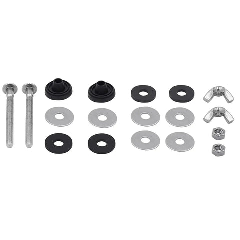 Stainless Steel Toilet Tank To Bowl Bolts Kit With Washers Universal Waterproof Heavy Duty Replacement Bolts set shown in pieces