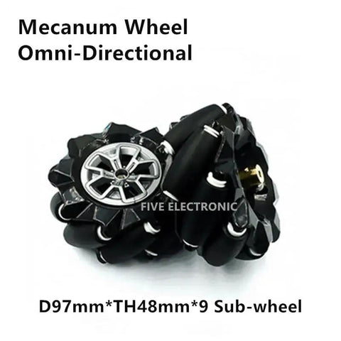 Mecanum Omni-Directional Wheel Set For Robot Car In 48mm 60mm 80mm And 97mm Sizes With Nine Sub-Wheel ROS Tyres