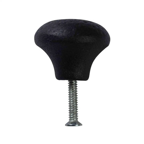 Dark Wrought Iron Cabinet Knobs 1.25 Inch Round Drawer Knobs With Mounting Hardware Black Powder Coated Antique Textured Finish