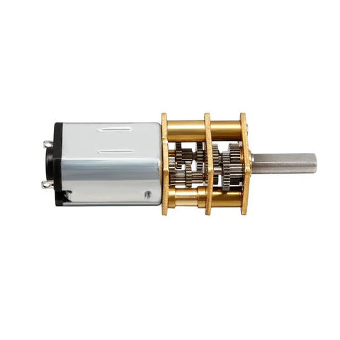 Side view of Ultra Tiny DC Gear Motor 6V 10RPM Micro Speed Reducer Gearbox for RC Robots and DIY Projects, metallic gears exposed