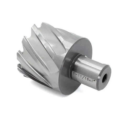 Annular Cutter One And Eleven Sixteenths Inch Diameter With One Inch Cutting Depth For Magnetic Drill Press Three Quarter Inch Weldon Shank With Two Flats Pilot Pin Included Dual Teeth Thin Wall Design For Faster Holes Oscarbide