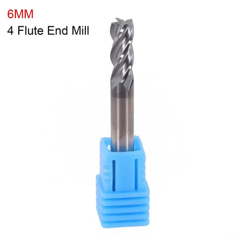 Solid Carbide End Mill 4 Flute AlTiN Coated Milling Cutter for CNC and Manual Machining 6 Millimeter Diameter 35 Degree Right Hand