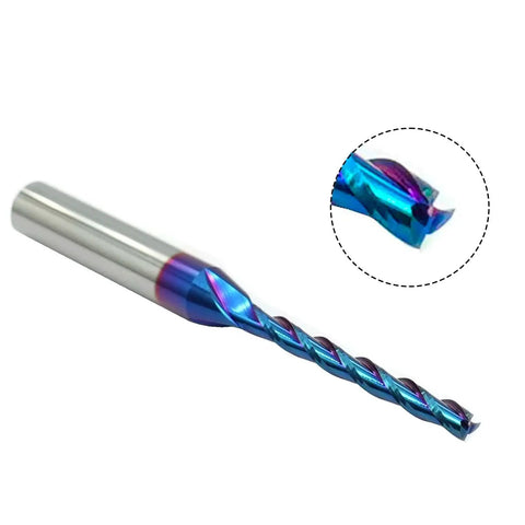 Extra Long Spiral CNC Router Bits Set, Cardibe End Mills, Two Pack, One Quarter Inch Shank, One Eighth Inch Cutting Diameter