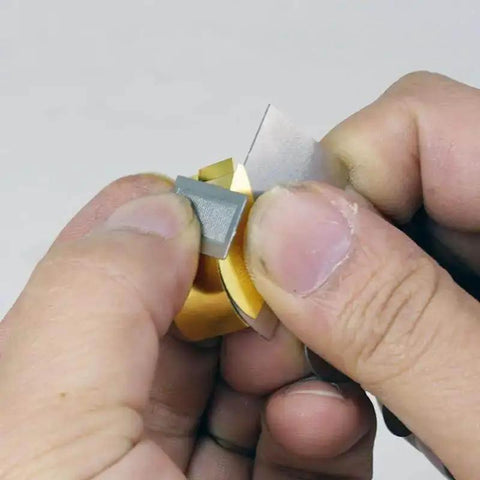 Hands using Photo Etched Hobby Etching Kit with Stainless Steel Sheet Bender Tool and Ruler for model building