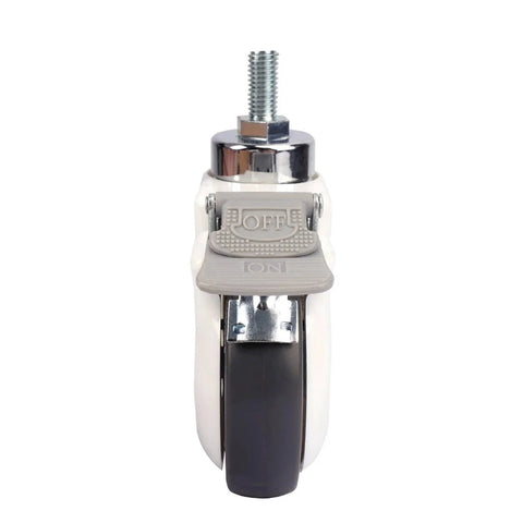 Front view of 4 Inch M12 Screw Rod TPR Wheel Caster With Brake Universal Wheel For Furniture And Equipment, smooth rolling ball caster.