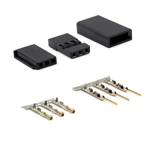30 Sets RC Servo Connector Kit with Male and Female Crimp Pins, Brass Nickel Plated, Includes Housings and Protective Covers