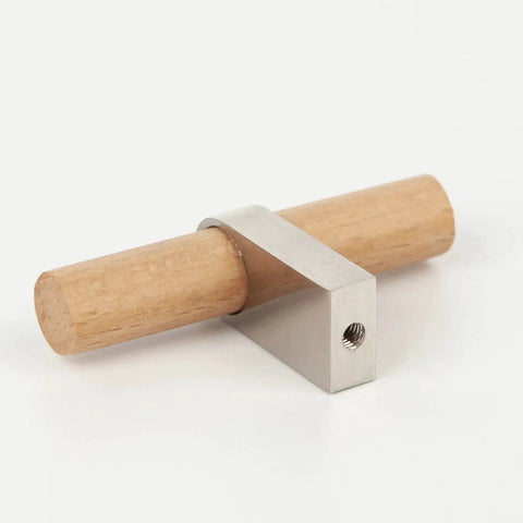 10 Pack Wooden Drawer Pulls And Knobs Natural Wood And Metal T Bar Cabinet Handles for Kitchen Cabinets Modern Scandi Style