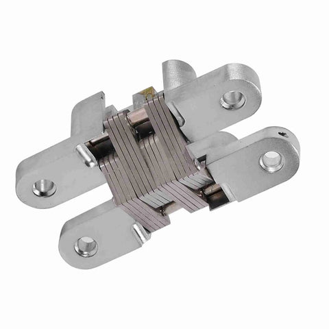 Invisible 180 Degree Concealed Cabinet Hinges For Smooth Doors Zinc Alloy Cross Design Heavy Duty 10kg Load Fifty Thousand Open Close Cycles Built To Last Fits 94mm And Four Size Variants For Cabinets Wardrobes And Sliding Doors, close-up view