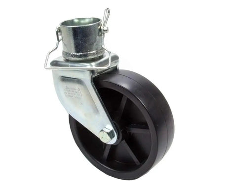 Pro Series 6 Inch Thermoplastic Caster With 1200 Lb Capacity Zinc Plated Bracket And Clear Zinc Finish Fits Round Tube Jacks With 2 Inch Outer Diameter Includes Retaining Pin Durable Silver And Black Wheel Assembly For Heavy Duty Utility Carts