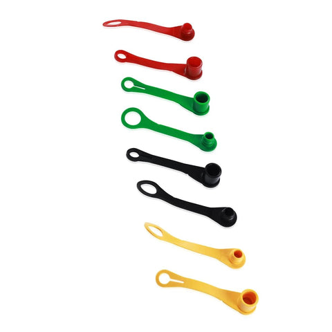 8-pack hydraulic fitting coupler covers in red, green, black and yellow; John Deere compatible