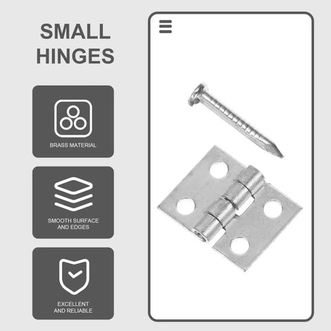 Mini Copper Hinges Set 75 Pieces With Screws 4 Hole Small Retro Hinges for Jewelry Boxes and DIY Wood Craft Projects.