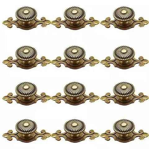 Golden Brass Antique Vintage Retro Drawer Cabinet Knobs With Backplates 12 Pack Mushroom Shape Pull Handles For Dresser