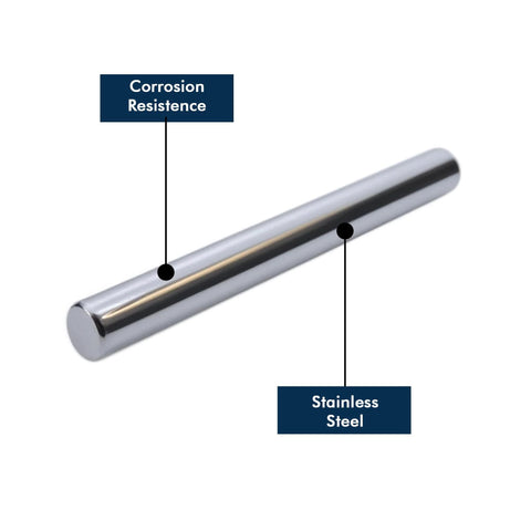 3/8 X 4 Inch Dowel Pin Alloy Steel Thru Hardened, showing corrosion resistance and stainless steel material