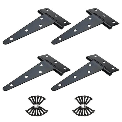 Heavy Duty 6 Inch T Strap Hinges For Barn Doors Gates Sheds And Wooden Fences, Rustproof Galvanized Tee Hinge Set For Outdoor Use, 4 Hinges 28 Screws