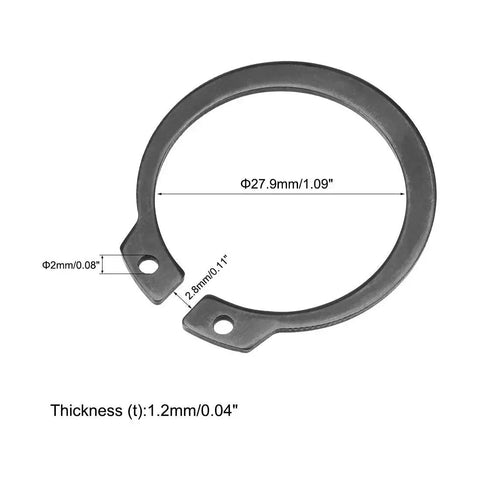 33.5mm External Circlip Set For Shafts, C Clip Retaining Rings In 65Mn Steel, 30 Pack, Inner 27.9mm, Outer 33.5mm, Thickness 1.2mm
