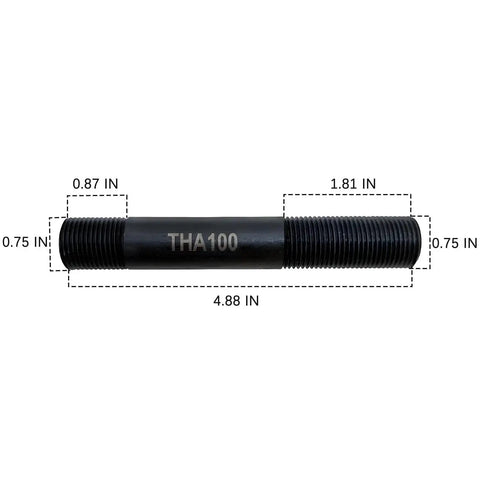 3/4-16 Inch Thread Draw Stud Heavy-Duty Replacement For Hydraulic Knockout Set Fits TH0004 And TH0037, showing dimensions