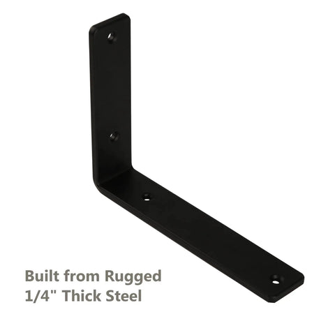 Set Of 4 Heavy Duty 6 Inch L Shaped Shelf Brackets Black Powder Coated Steel Quarter Inch Thick For Wall Mount Shelves Kitchen Mantel
