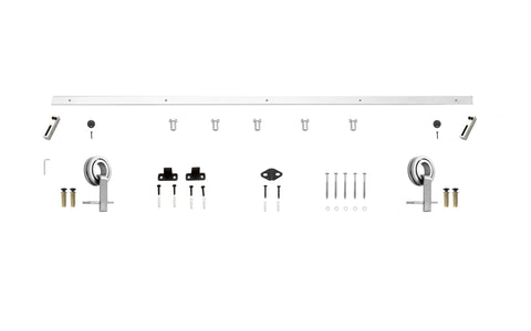 Bearing Roller Top Mount Barn Door Hardware Kit In Stainless Steel 78 Inch Track System parts layout