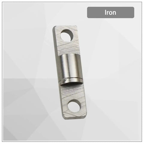 Close-up of a metal 360° torque hinge with damping shaft; iron finish, 4×15, 0.1Nm