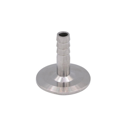 Stainless steel 1.5-inch tri-clamp to 0.5-inch hose barb adapter, SUS304.