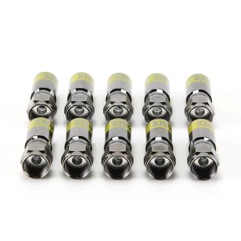 Fast Install F Connector For RG6 Coax With Universal Sleeve Compression Technology That Clips On Five Times Faster No Fuss