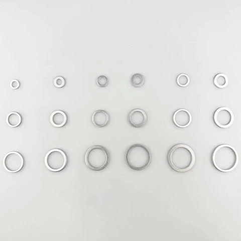 570 Piece Oil Drain Plug Gasket And Crush Washer Kit With 18 Sizes M6 Through M24 Aluminum Flat Washers For Auto And Electrical Maintenance