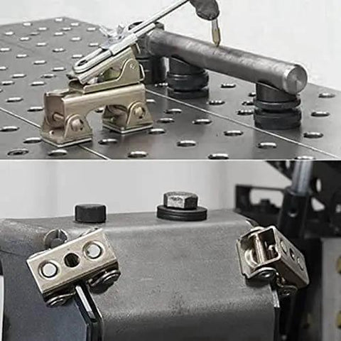 V Type Welding Jig Magnetic Clamps Fixture Set holding metal pieces on welding table demonstration.
