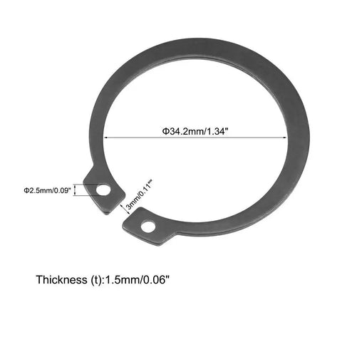 41mm External Circlips C Clip Retaining Rings Shaft Snap Ring Set 65Mn Steel 30 Pieces, diagram showing dimensions