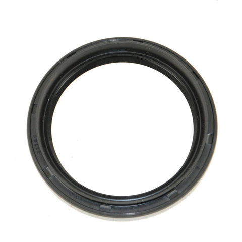 Close-up of a black outer seal from a Front Wheel Hub Bearing Seal Kit With Inner And Outer Seals, Bearings And Hubs For Forester, Impreza And Legacy ABS, OEM-Grade Replacement.