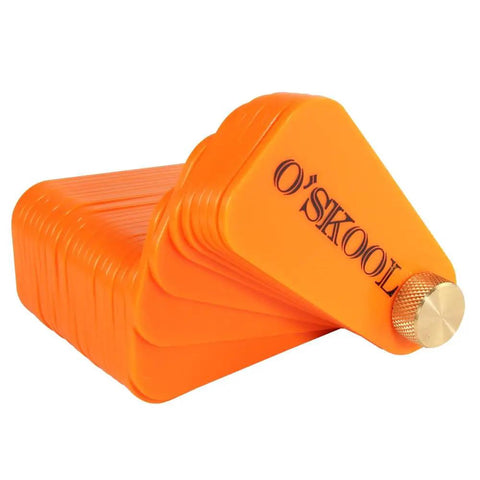 Bench Vise Stop Spacer Set With Shims To Prevent Racking And A Spacer Jig For Woodworking Vises, HDPE material, orange color.