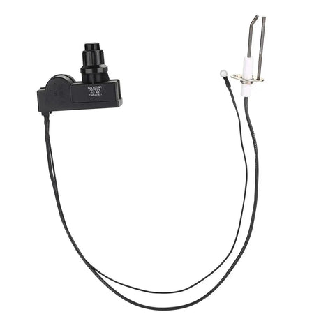 Electric Push Button Spark Igniter Replacement Kit For Fire Pit Burner System with two-outlet spark generator and 36 inch ground wire.