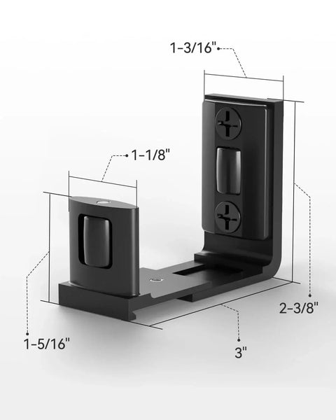Sliding Barn Door Bottom Floor Guide With Adjustable U Shape Flush Design, Aluminum Alloy Construction, front view dimensions visible