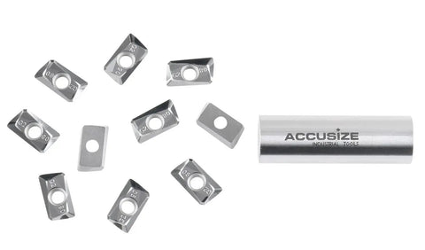 APKT160408-LH Carbide Inserts for Aluminum Machining 10-pack, uncoated, with storage case shown