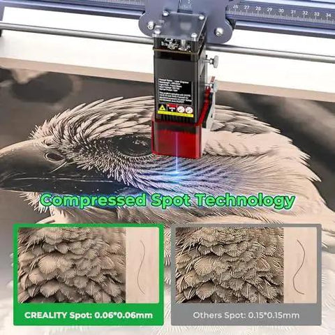 Falcon 5W Laser Engraver With Ultra Fine 0.06mm Spot 10000 mm Per Minute Speed For Precise Wood Leather Acrylic Glass Engraving And Cutting Offline Mode 400x415mm Working Area High Quality Dope Precision From Creality in action on wood with bird engraving.