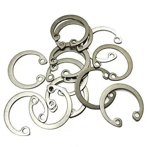 Internal Circlip Retaining Ring Go To Assortment Kit Stainless Steel 304, 80 Piece Set, overlapping retaining rings close-up