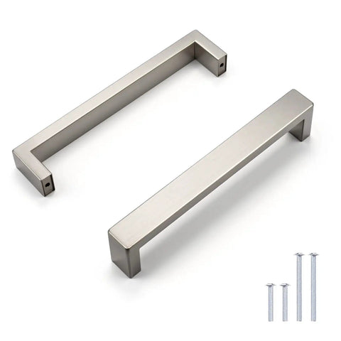 10 Pack Brushed Nickel Dresser Handles And Cabinet Pulls For Kitchen Cabinets, 5 Inch Hole Center, stainless steel, screws included