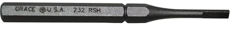 Black notched roll pin holder from Roll Pin Holder Set For Gunsmithing 5 Piece Notched Roll Pin Holders Kit visible on a white surface.